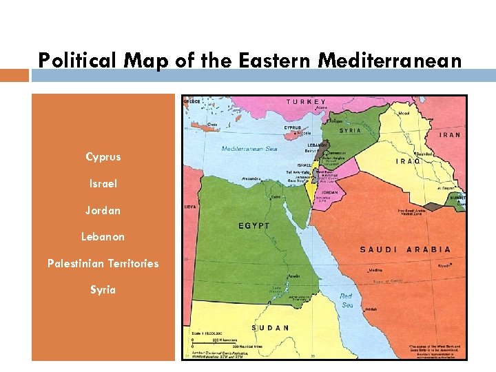Political Map of the Eastern Mediterranean Cyprus Israel Jordan Lebanon Palestinian Territories Syria 