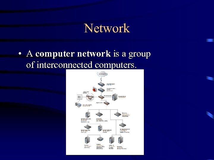 Network • A computer network is a group of interconnected computers. 