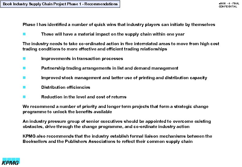 Book Industry Supply Chain Project Phase 1 - Recommendations a 5490 - 4 -