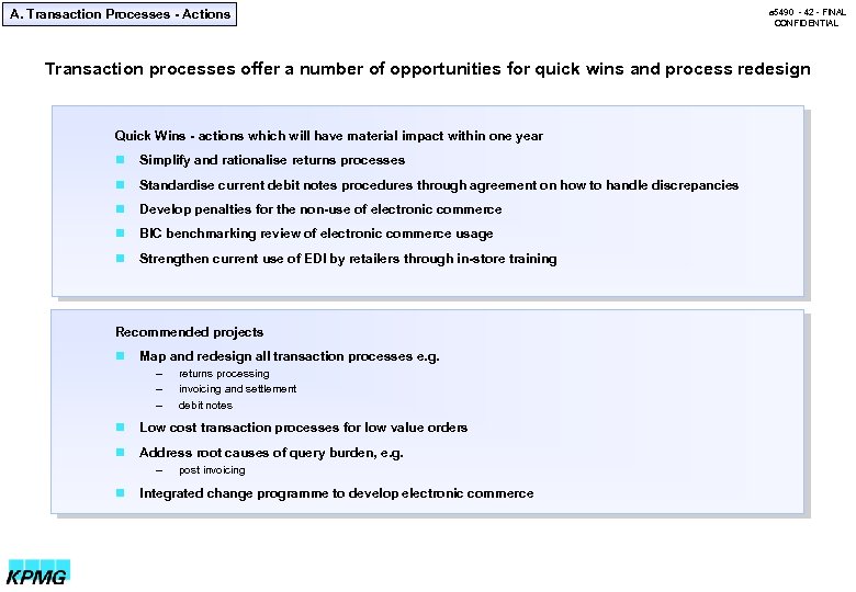 A. Transaction Processes - Actions a 5490 - 42 - FINAL CONFIDENTIAL Transaction processes