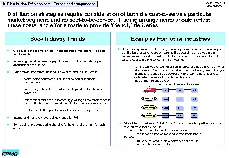 D. Distribution Efficienciesm - Trends and comparisons a 5490 - 57 - FINAL CONFIDENTIAL