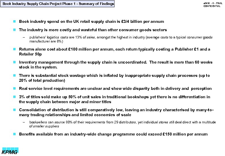 Book Industry Supply Chain Project Phase 1 - Summary of Findings a 5490 -