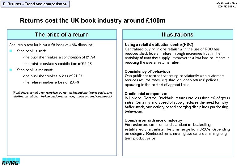 E. Returns - Trend and comparisons a 5490 - 64 - FINAL CONFIDENTIAL Returns