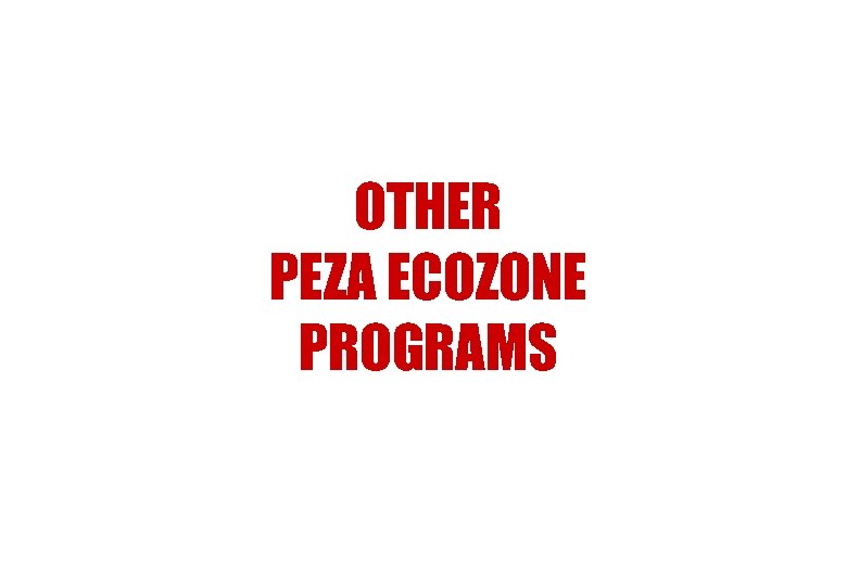 OTHER PEZA ECOZONE PROGRAMS 