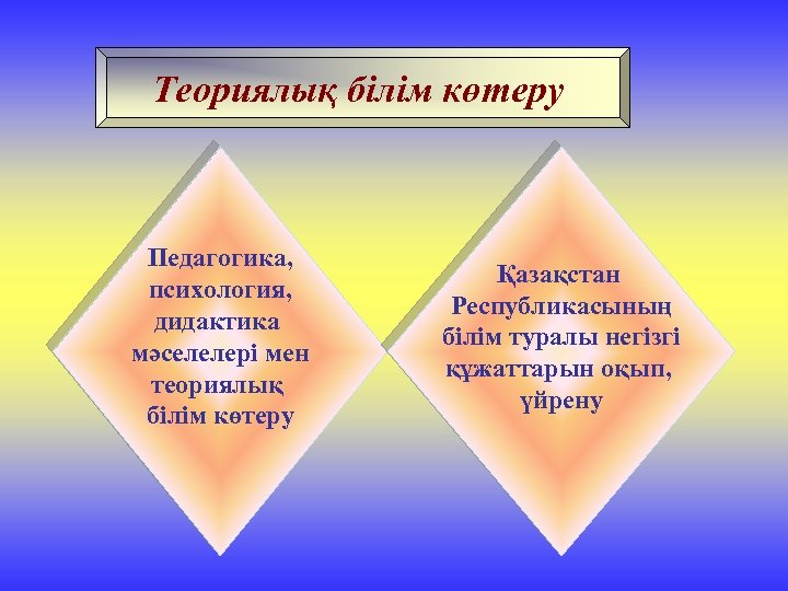 Теориялық білім көтеру Педагогика, психология, дидактика мәселелері мен теориялық білім көтеру Қазақстан Республикасының білім