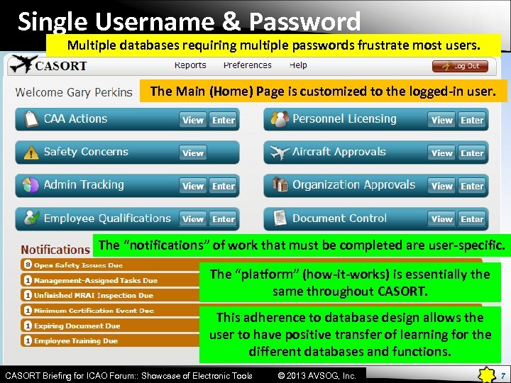 Single Username & Password Multiple databases requiring multiple passwords frustrate most users. The Main