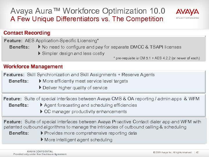 Avaya Aura™ Workforce Optimization 10. 0 A Few Unique Differentiators vs. The Competition Contact