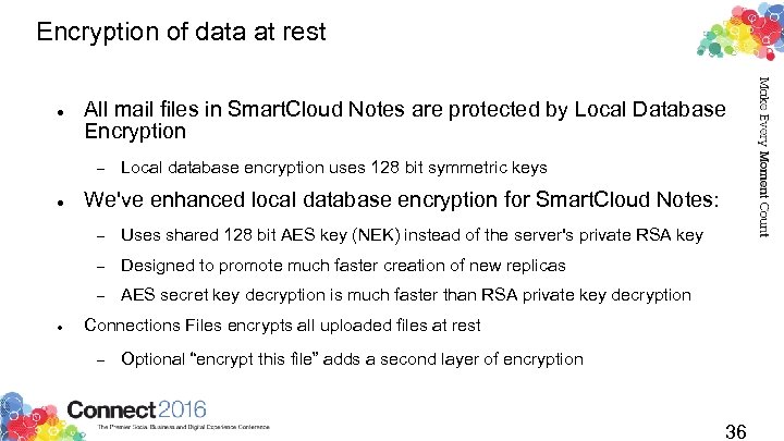 Encryption of data at rest All mail files in Smart. Cloud Notes are protected