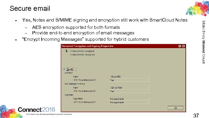 Secure email Yes, Notes and S/MIME signing and encryption still work with Smart. Cloud