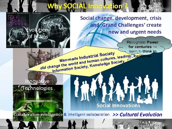 Why SOCIAL Innovation ? Evolution of Brains Social change, development, crisis and ‚Grand Challenges‘