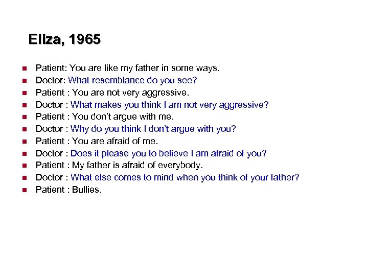 Eliza, 1965 n n n Patient: You are like my father in some ways.