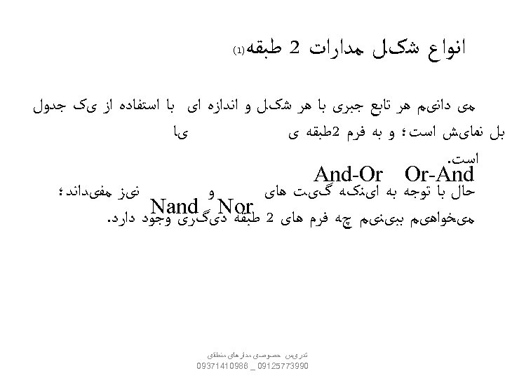  ﺍﻧﻮﺍﻉ ﺷکﻞ ﻣﺪﺍﺭﺍﺕ 2 ﻃﺒﻘﻪ )1( ﻣی ﺩﺍﻧیﻢ ﻫﺮ ﺗﺎﺑﻊ ﺟﺒﺮی ﺑﺎ ﻫﺮ