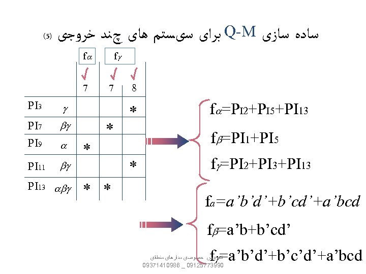 (5) ﺑﺮﺍی ﺳیﺴﺘﻢ ﻫﺎی چﻨﺪ ﺧﺮﻭﺟی Q-M ﺳﺎﺩﻩ ﺳﺎﺯی fa 7 PI 3 bg