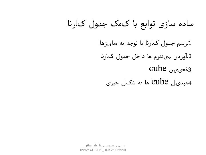  ﺳﺎﺩﻩ ﺳﺎﺯی ﺗﻮﺍﺑﻊ ﺑﺎ کﻤک ﺟﺪﻭﻝ کﺎﺭﻧﺎ 1. ﺭﺳﻢ ﺟﺪﻭﻝ کﺎﺭﻧﺎ ﺑﺎ ﺗﻮﺟﻪ