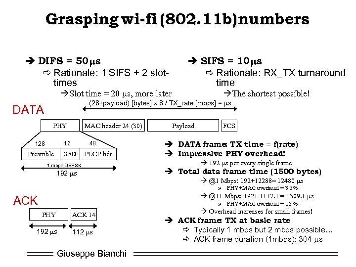 Grasping wi-fi (802. 11 b) numbers è DIFS = 50 ms ð Rationale: 1