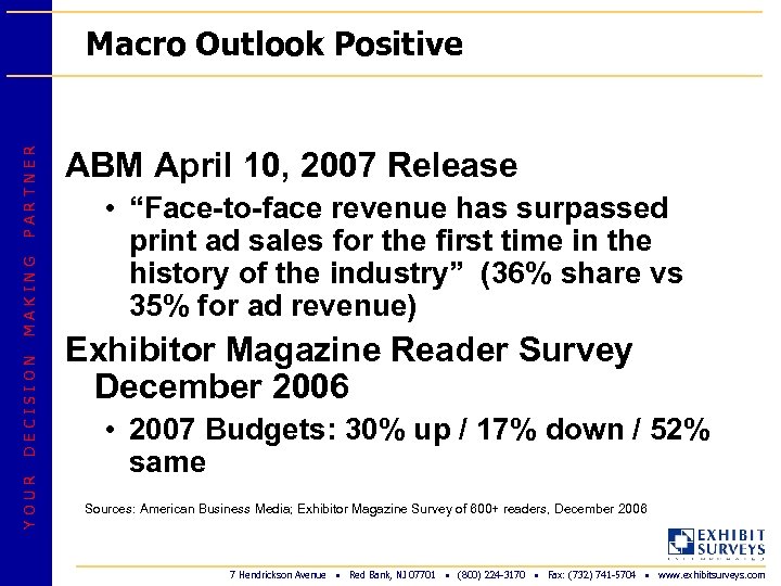 YOUR DECISION MAKING PARTNER Macro Outlook Positive ABM April 10, 2007 Release • “Face-to-face