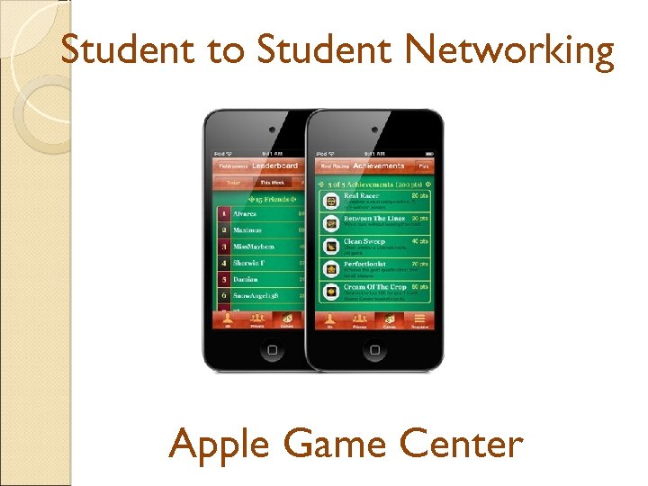 Student to Student Networking Apple Game Center 