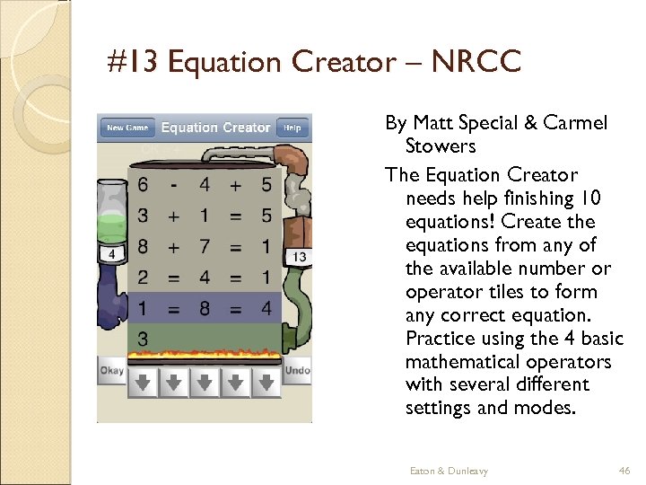 #13 Equation Creator – NRCC By Matt Special & Carmel Stowers The Equation Creator