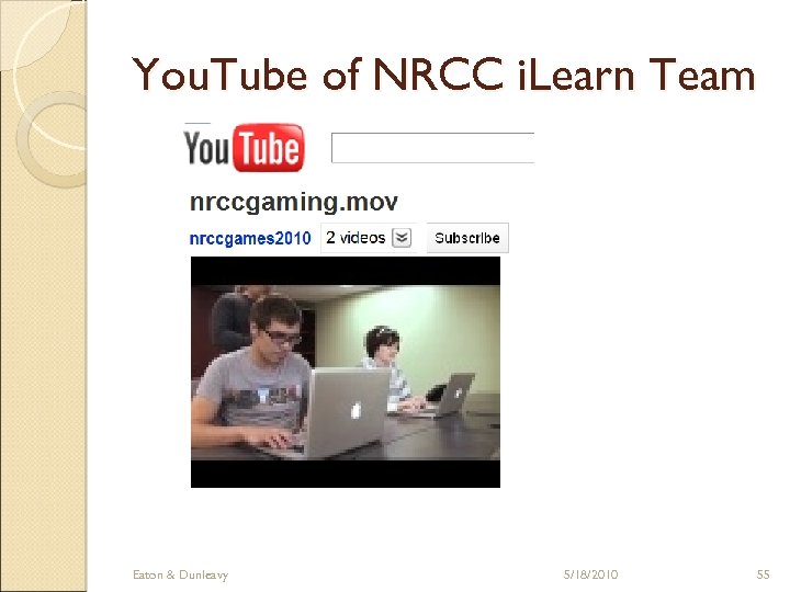 You. Tube of NRCC i. Learn Team Eaton & Dunleavy 5/18/2010 55 