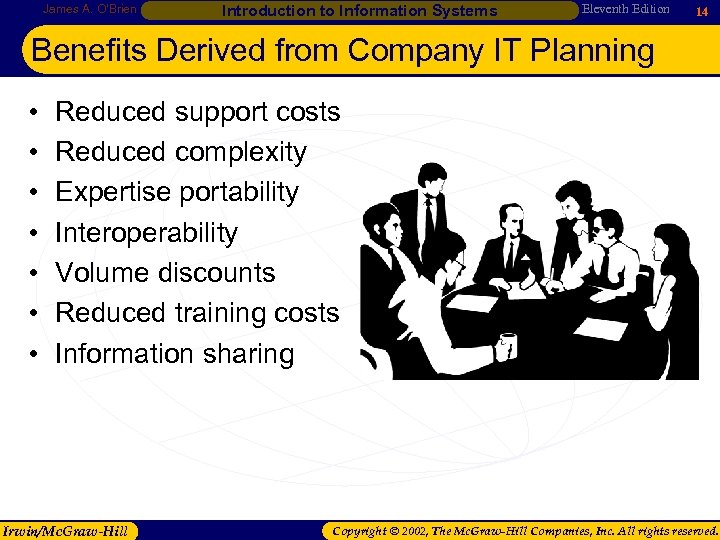 James A. O’Brien Introduction to Information Systems Eleventh Edition 14 Benefits Derived from Company