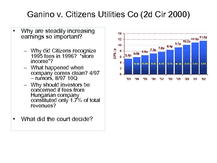 Ganino v. Citizens Utilities Co (2 d Cir 2000) • Why are steadily increasing