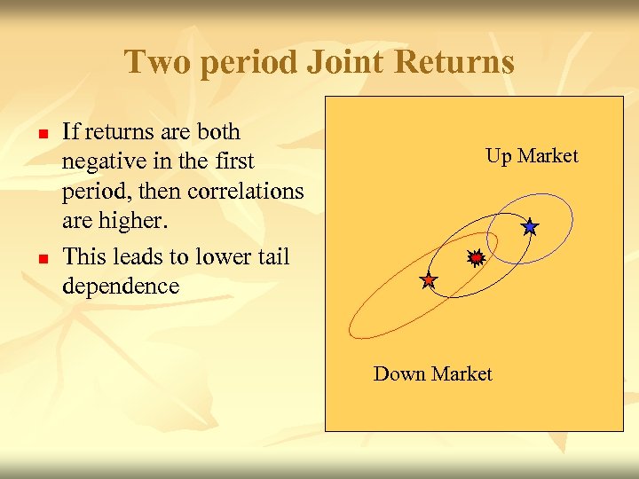 Two period Joint Returns n n If returns are both negative in the first