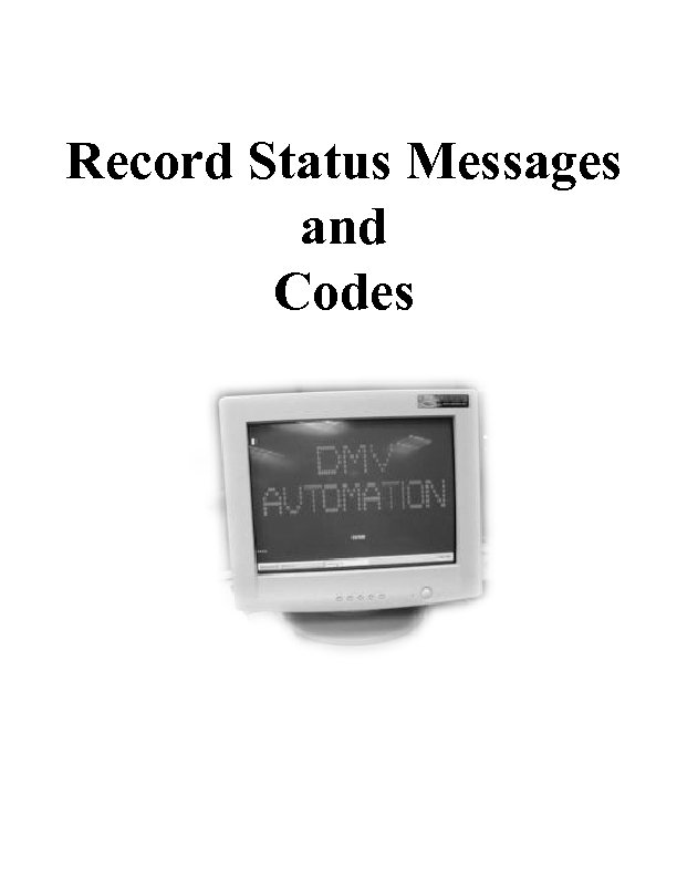 Record Status Messages and Codes 