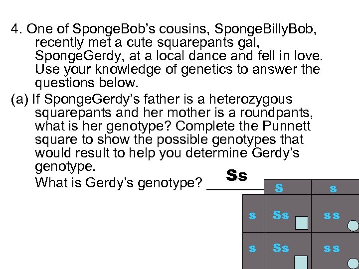 4. One of Sponge. Bob’s cousins, Sponge. Billy. Bob, recently met a cute squarepants