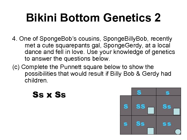 Bikini Bottom Genetics 2 4. One of Sponge. Bob’s cousins, Sponge. Billy. Bob, recently