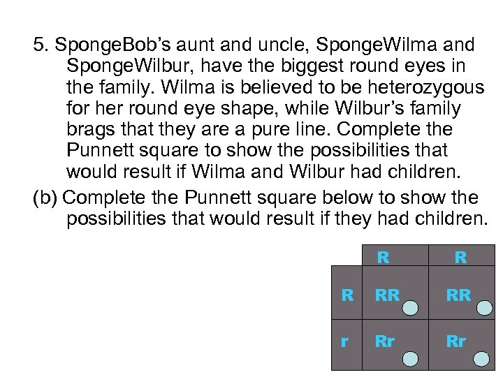 5. Sponge. Bob’s aunt and uncle, Sponge. Wilma and Sponge. Wilbur, have the biggest