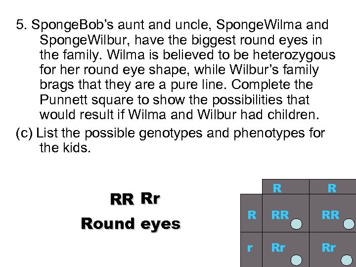 5. Sponge. Bob’s aunt and uncle, Sponge. Wilma and Sponge. Wilbur, have the biggest