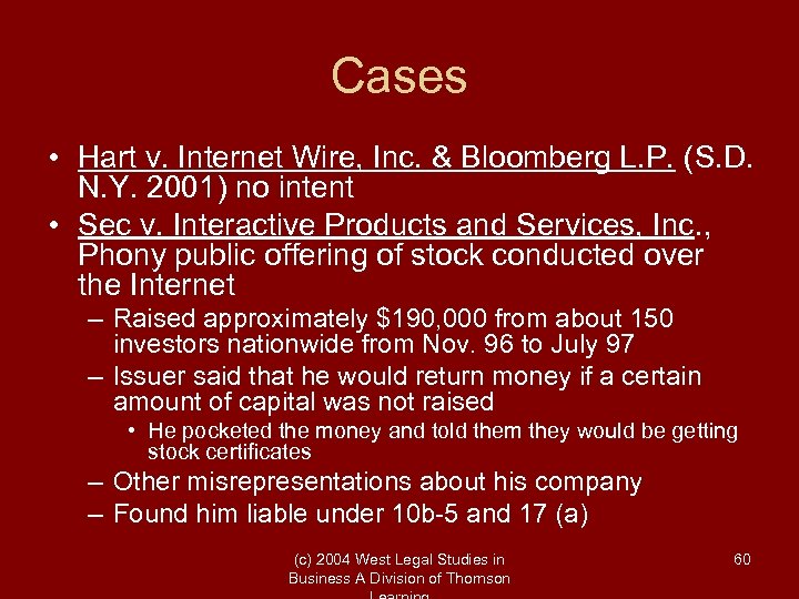 Cases • Hart v. Internet Wire, Inc. & Bloomberg L. P. (S. D. N.