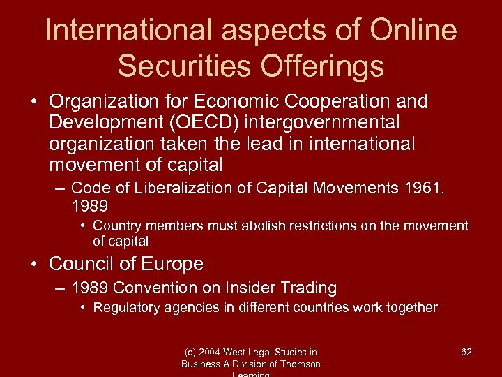 International aspects of Online Securities Offerings • Organization for Economic Cooperation and Development (OECD)