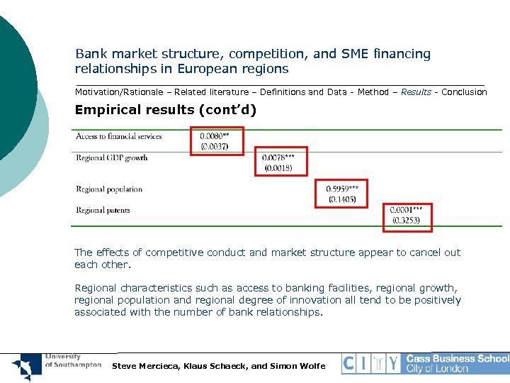 Bank market structure, competition, and SME financing relationships in European regions Motivation/Rationale – Related