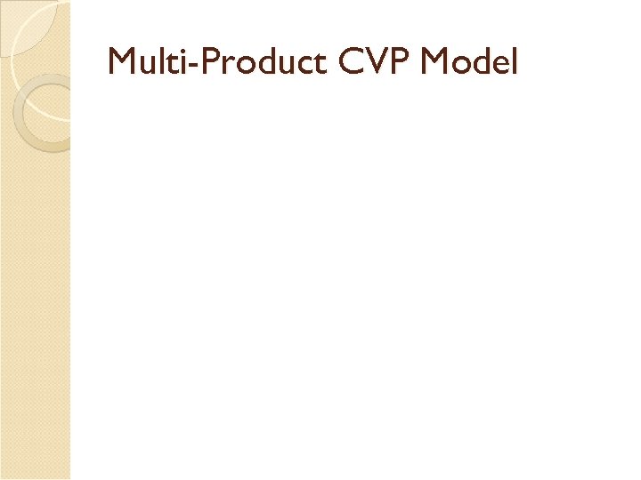 Multi-Product CVP Model 