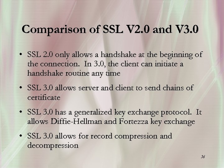 Comparison of SSL V 2. 0 and V 3. 0 • SSL 2. 0