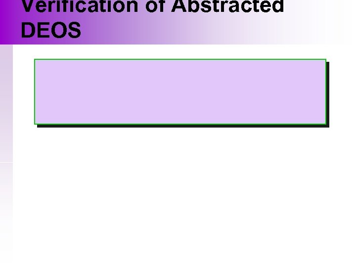 Verification of Abstracted DEOS 