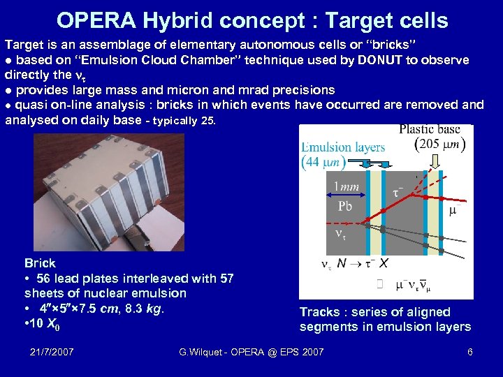 OPERA Hybrid concept : Target cells Target is an assemblage of elementary autonomous cells