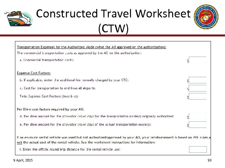 constructed travel worksheet usmc