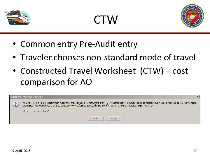 dts travel cost estimate