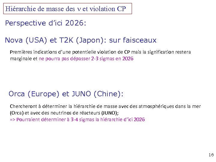 Hiérarchie de masse des n et violation CP Perspective d’ici 2026: Nova (USA) et