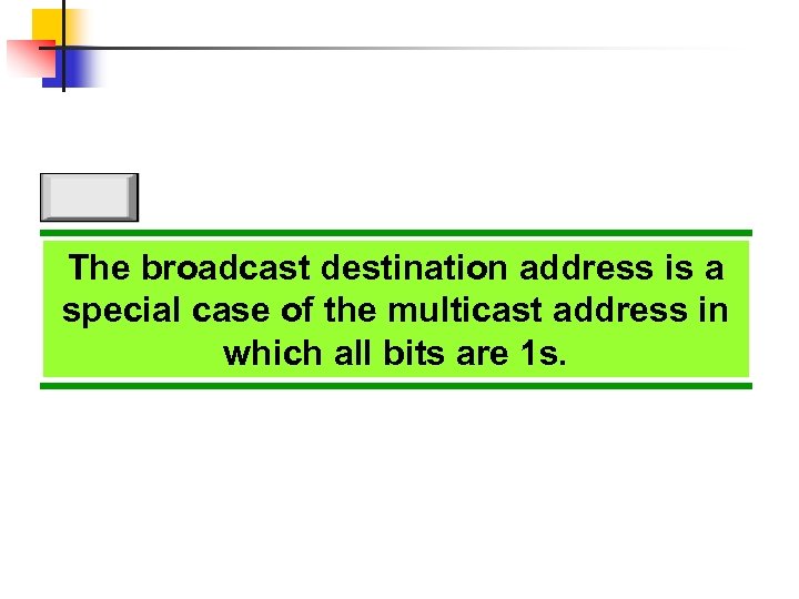 The broadcast destination address is a special case of the multicast address in which