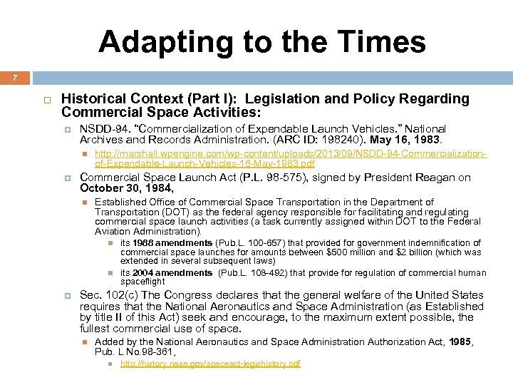 Adapting to the Times 7 Historical Context (Part I): Legislation and Policy Regarding Commercial