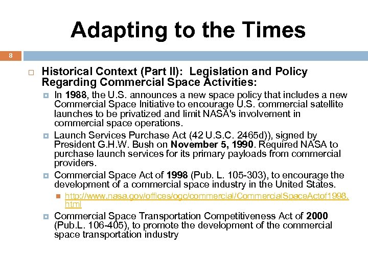 Adapting to the Times 8 Historical Context (Part II): Legislation and Policy Regarding Commercial