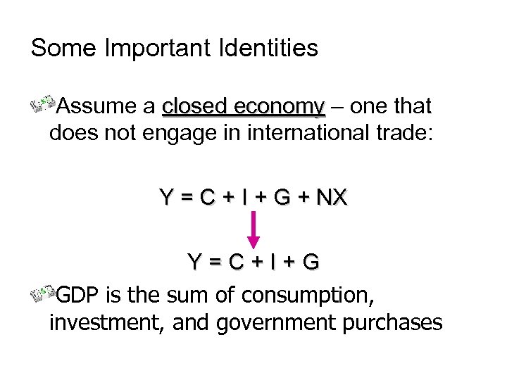 Some Important Identities Assume a closed economy – one that does not engage in