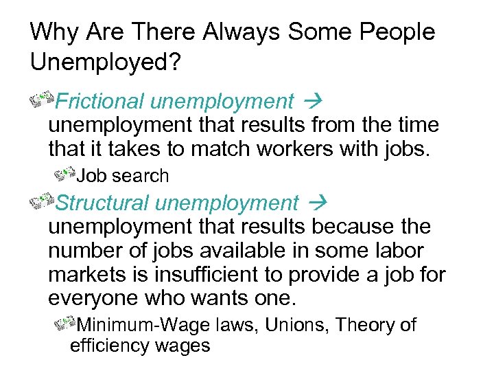 Why Are There Always Some People Unemployed? Frictional unemployment that results from the time