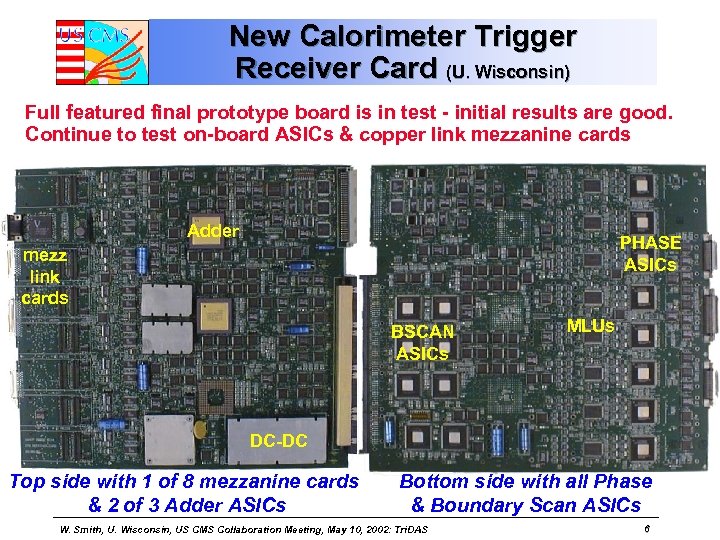 New Calorimeter Trigger Receiver Card (U. Wisconsin) Full featured final prototype board is in