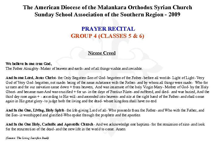 The American Diocese of the Malankara Orthodox Syrian Church Sunday School Association of the
