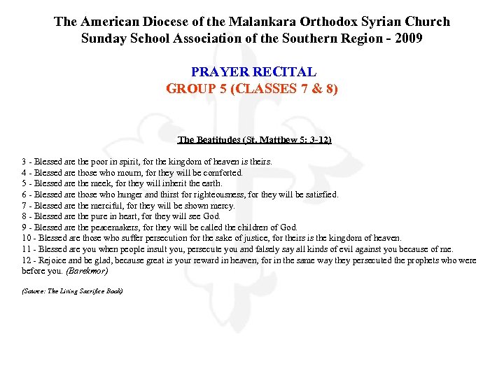 The American Diocese of the Malankara Orthodox Syrian Church Sunday School Association of the