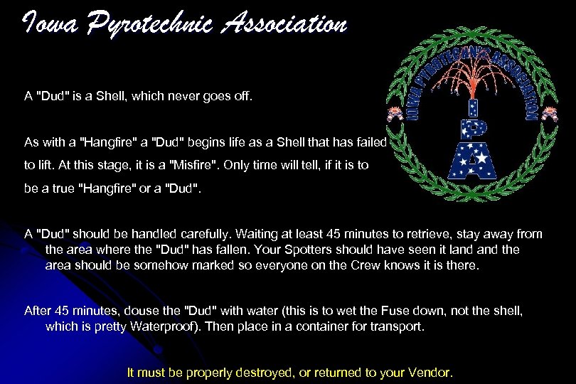 Iowa Pyrotechnic Association A 